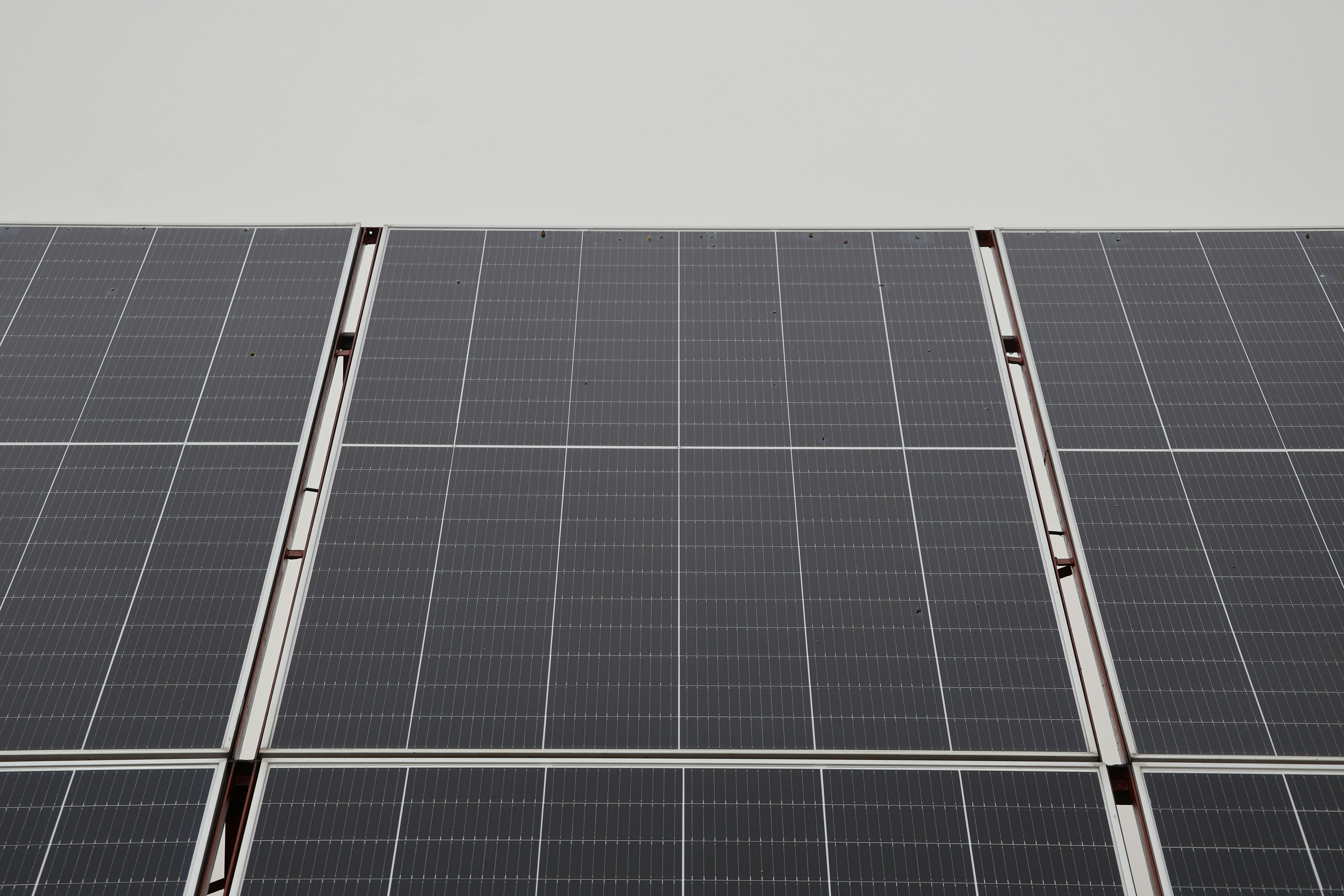 Nahaufnahme von Solarmodulen mit klar sichtbarer Zellstruktur